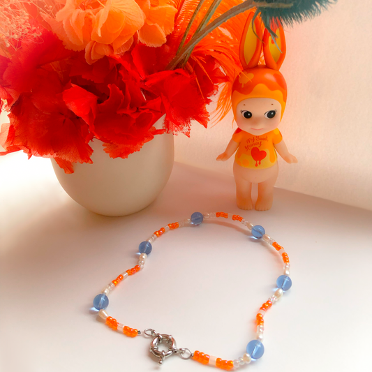 🧡 Creamsicle Periwinkle Beaded Choker